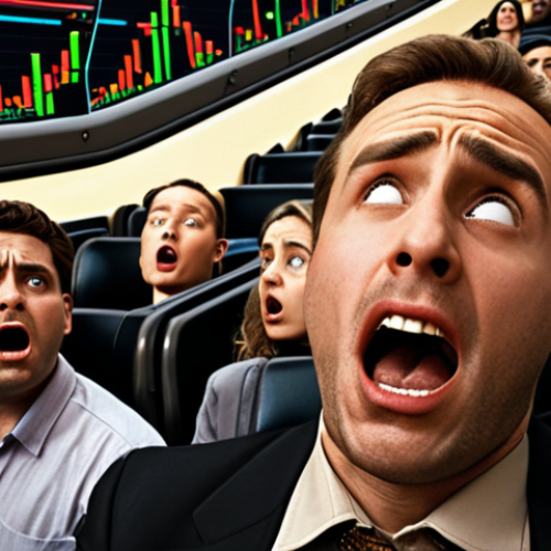 Home 4 **
A rollercoaster representing the emotional ups and downs of investing. In the foreground, a stressed investor with a worried expression clutches a stock chart showing a sharp decline. The background shows other people on the rollercoaster, some screaming and others looking sick. The overall atmosphere should be chaotic and anxiety-inducing, emphasizing the emotional turmoil of investment.
**